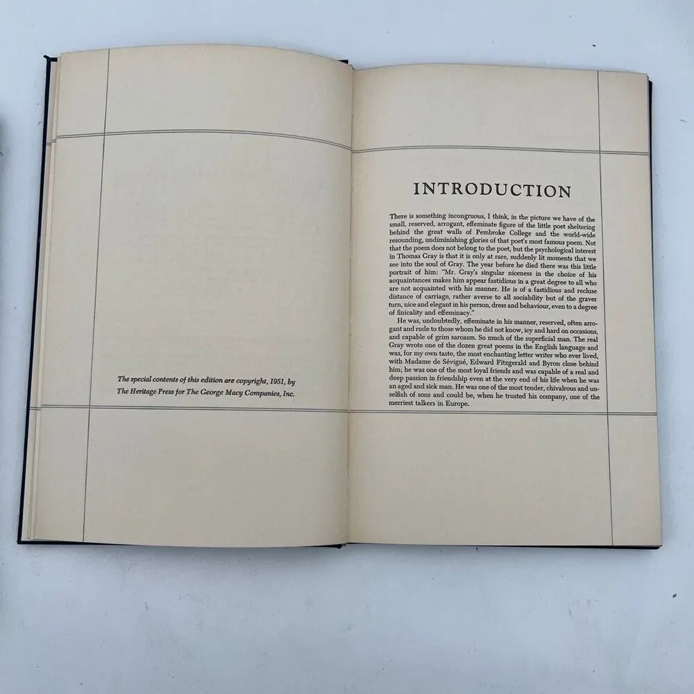 Heritage Press Elegy Written In A Country By Thomas Grays Hardcover Book Blue